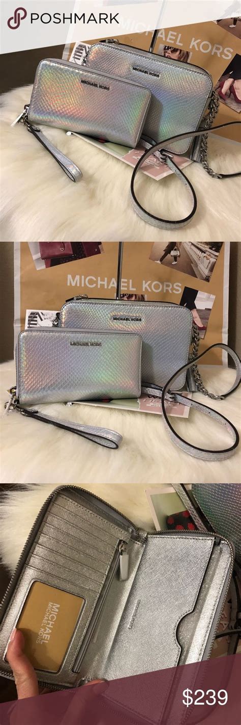 michael kors hologram bag - Michael Kors MK Hologram Iridescent Voyager Bag And Wallet .